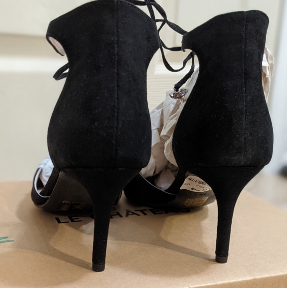 Brand new crystal black suede kitten heel pointed toe sandal 7.5 - Picture 5 of 6